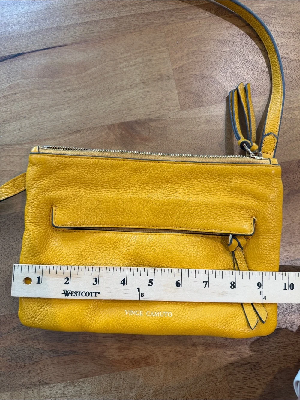 Vince Camuto Bright Mustard Yellow Leather Crossbody with Tassel *EUC*